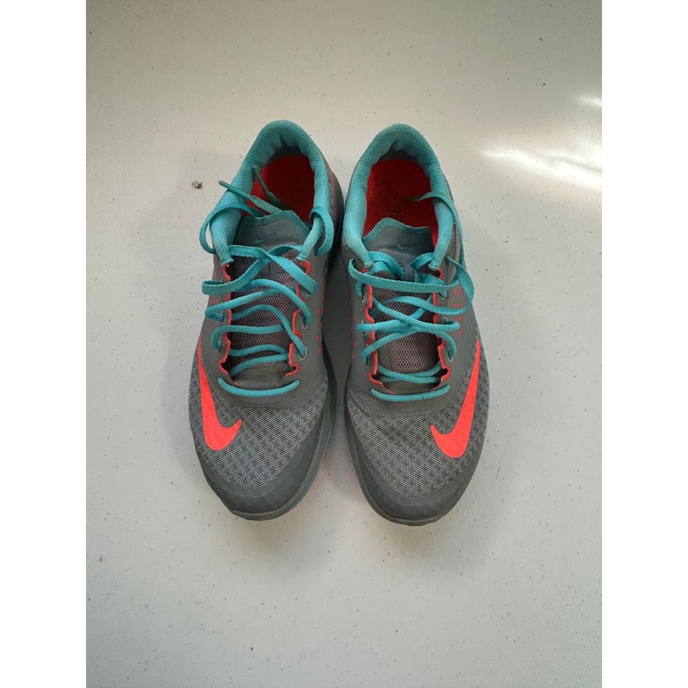 Nike Free RN Motion Flyknit Running Shoes Gray Teal‎ Orange Women Size 7.5